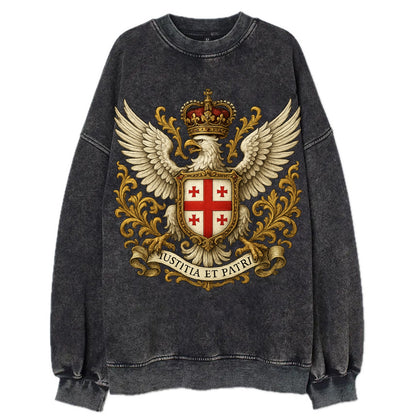 Georgia White Eagle Emblem  - Vintage Sweatshirt - Black