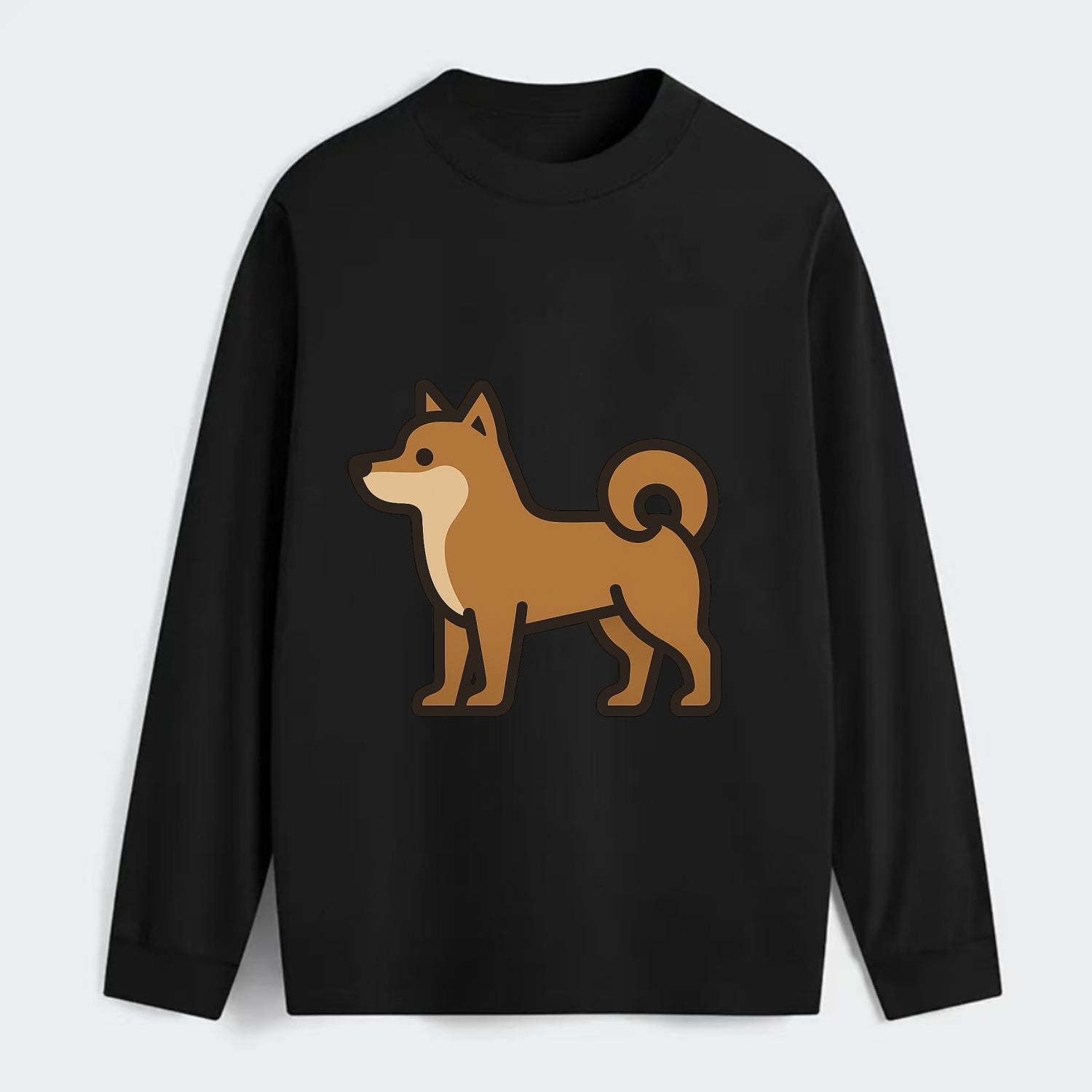 Shiba Inu - Red sesame flat side profile - Classic Long Sleeve Shirt - Black
