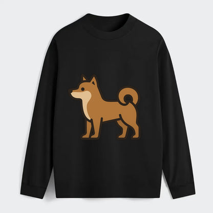 Shiba Inu - Red sesame flat side profile - Classic Long Sleeve Shirt - Black