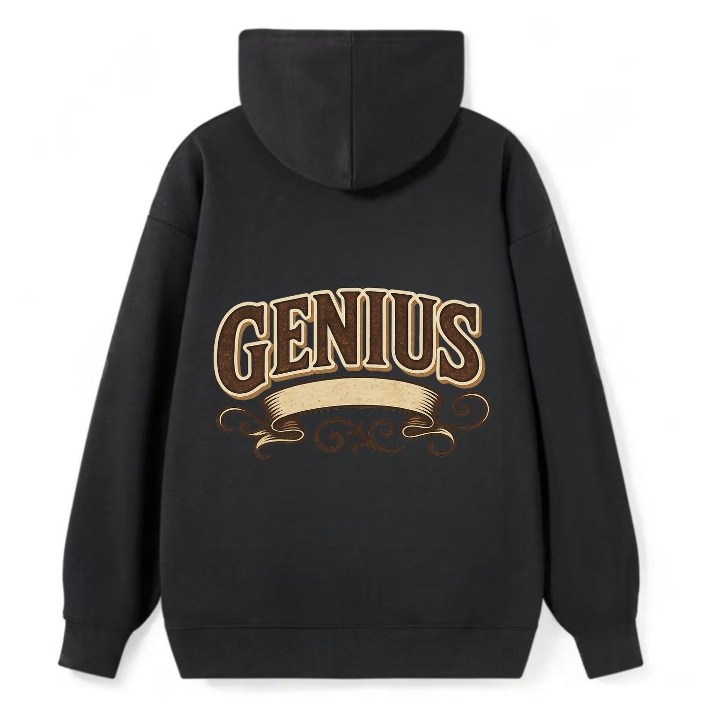 Bold typography design - "GENIUS" - exceptional intelligence, brilliance - Classic Pullover Hoodie - Black