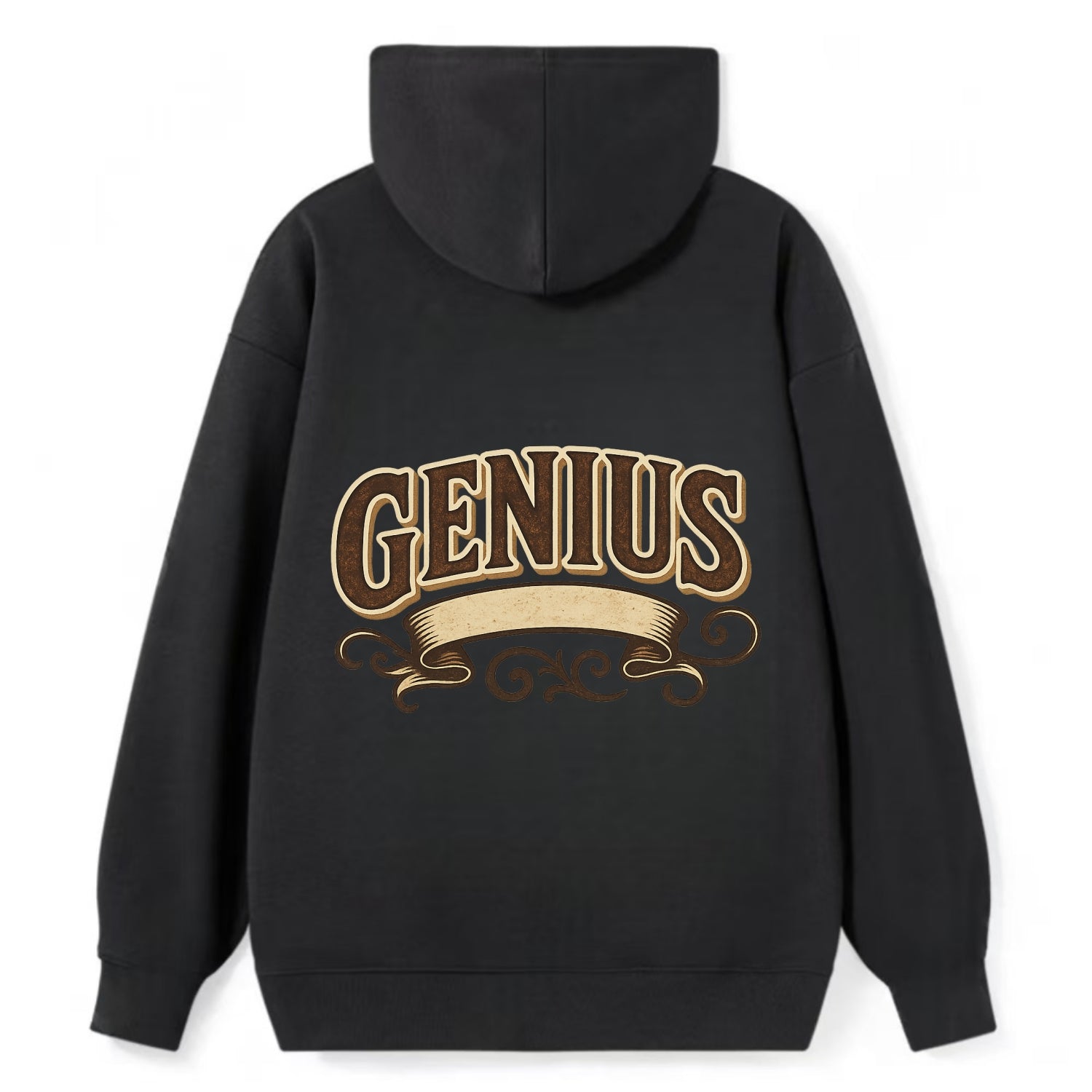 Bold typography design - "GENIUS" - exceptional intelligence, brilliance - Classic Pullover Hoodie - Black