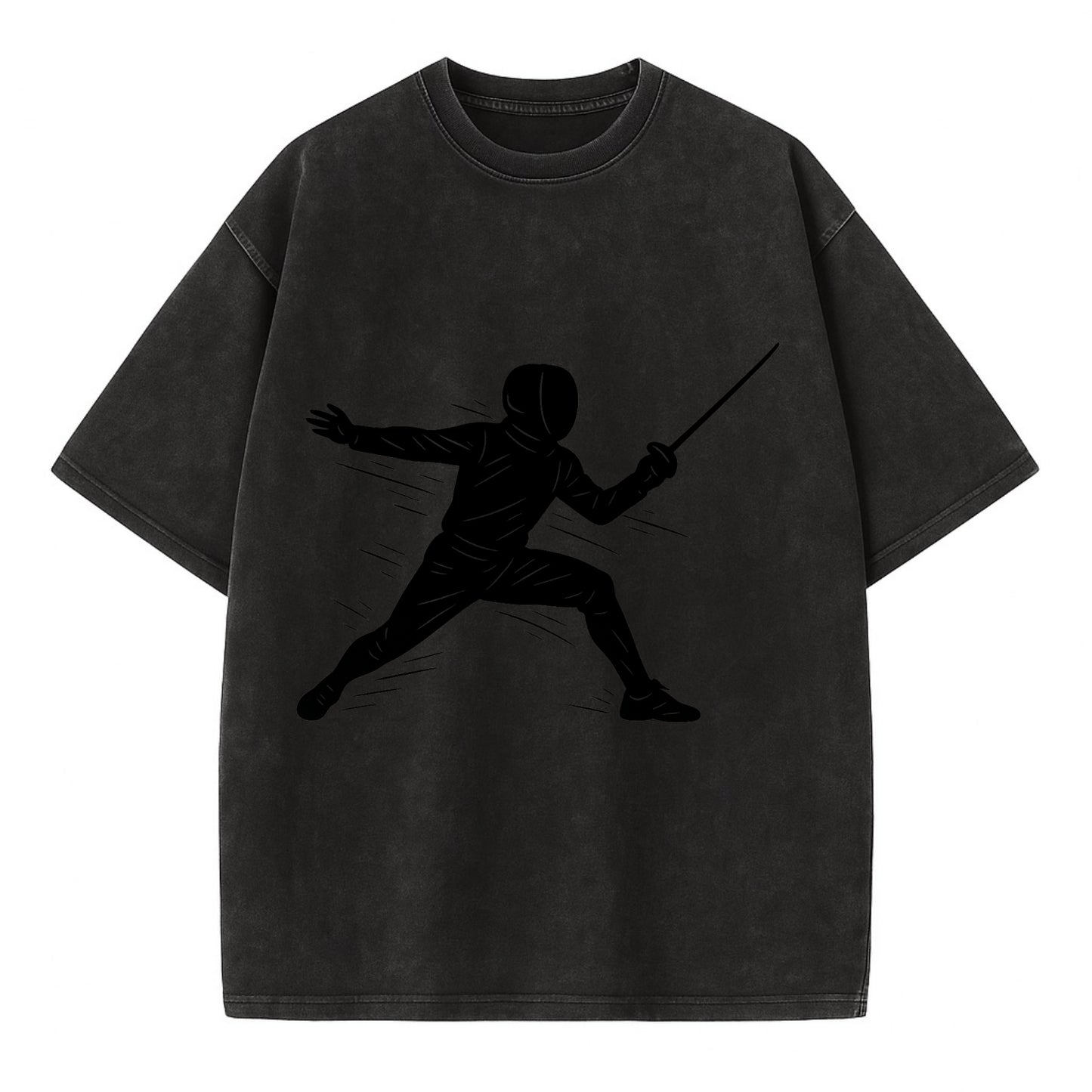 Fencer lunging attack position - Vintage T-shirt - Black