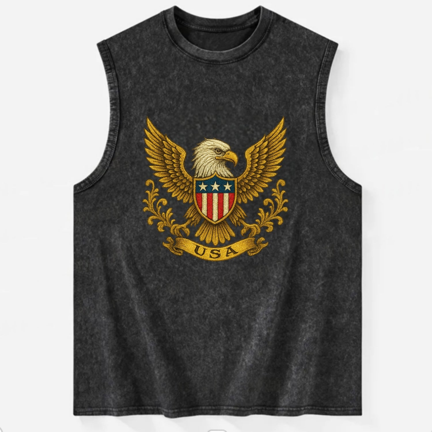 Usa Heritage Eagle 2 - Vintage Washed Tank - Black