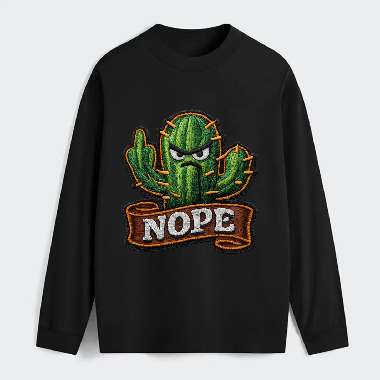 NOPE CACTUS - cactus with attitude in green , prickly personality - Classic Long Sleeve Shirt - Black