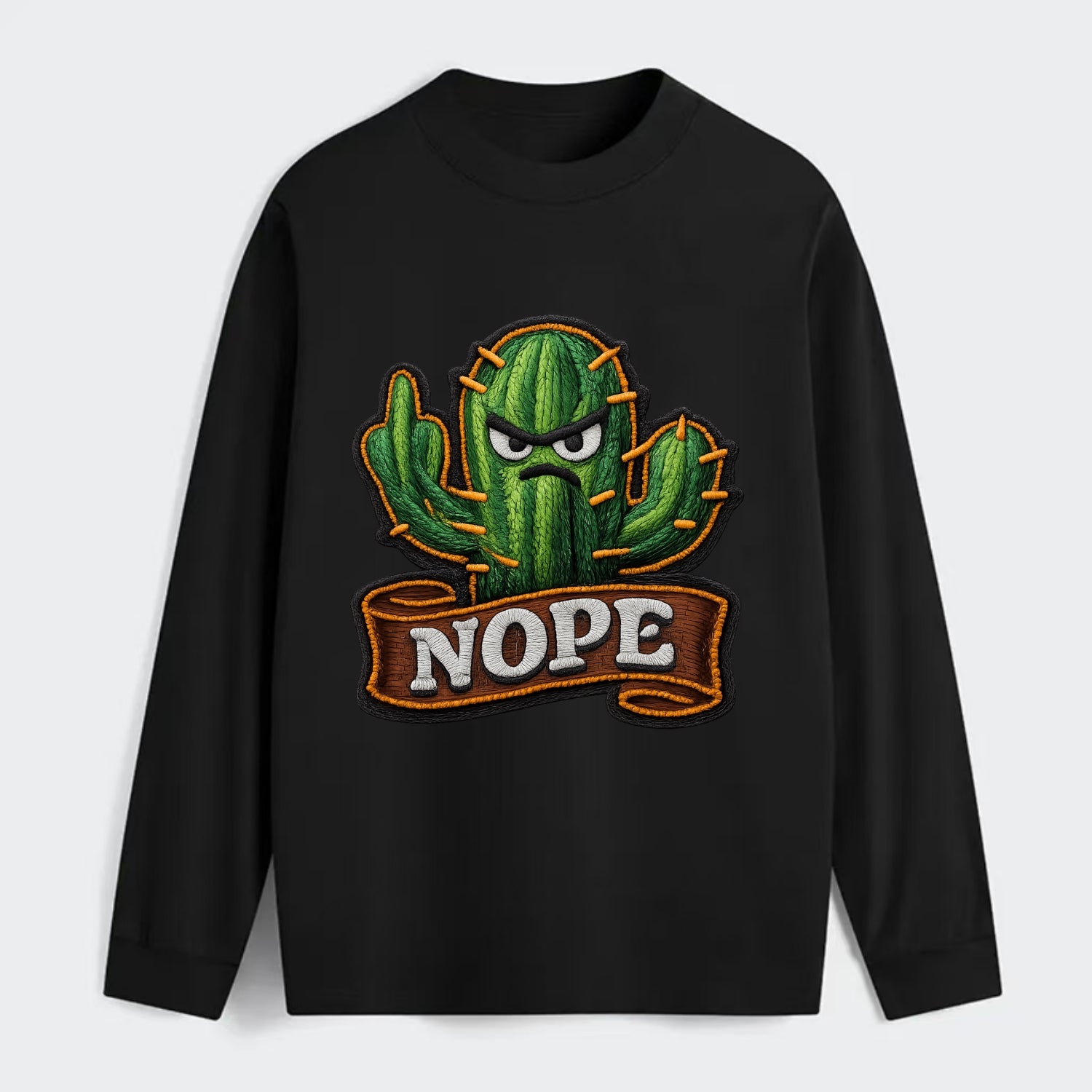 NOPE CACTUS - cactus with attitude in green , prickly personality - Classic Long Sleeve Shirt - Black