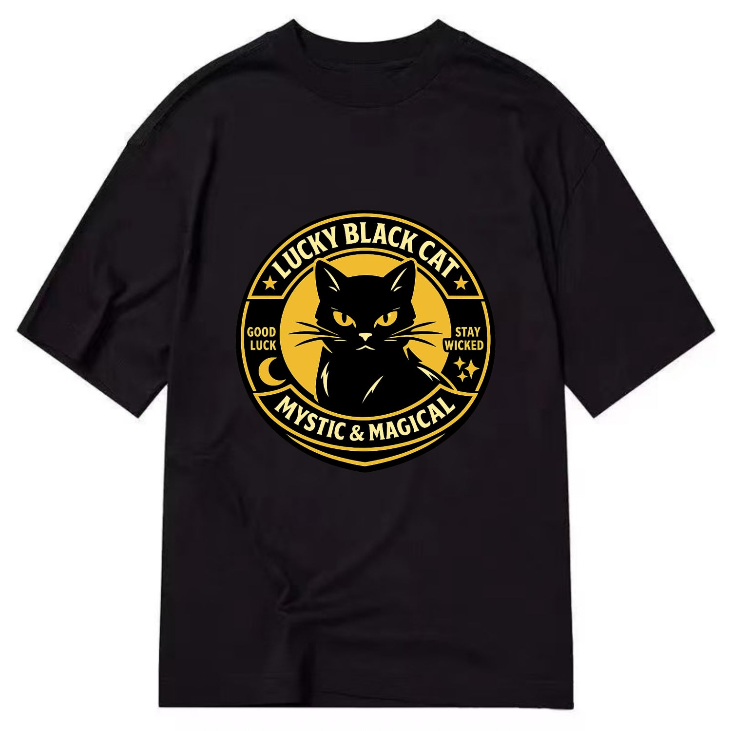 Mystic Feline Emblem - Classic T-shirt - Black