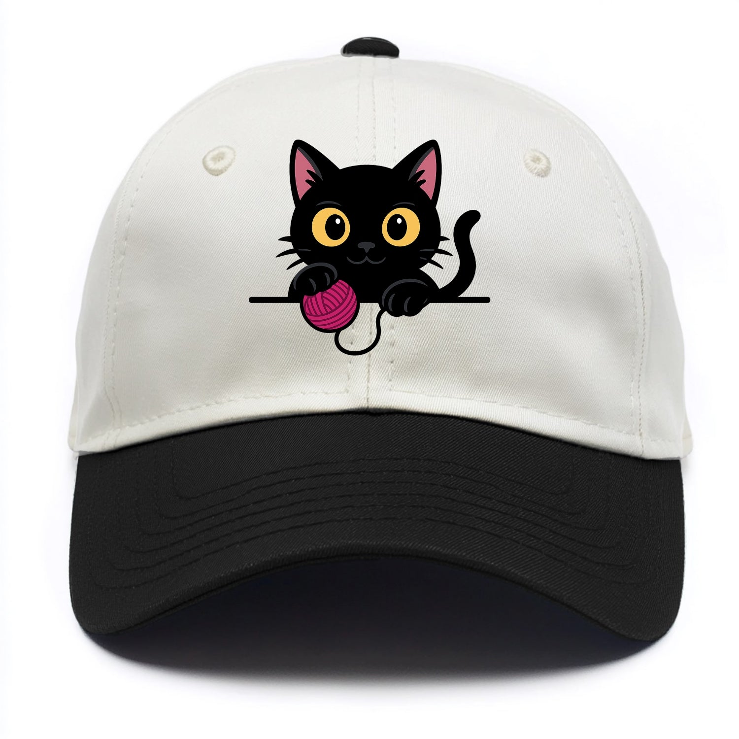 Midnight the black cat tapping the ledge rhythmically with one bright claw. - Two Tone Cap - Black