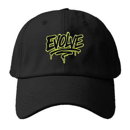 Bold typography design - "EVOLVE" - changing, becoming better - Baseball Cap For Big Heads - Black