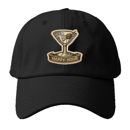 COCKTAIL MARTINI - martini glass with olive in silver and green , - Baseball Cap For Big Heads - Black