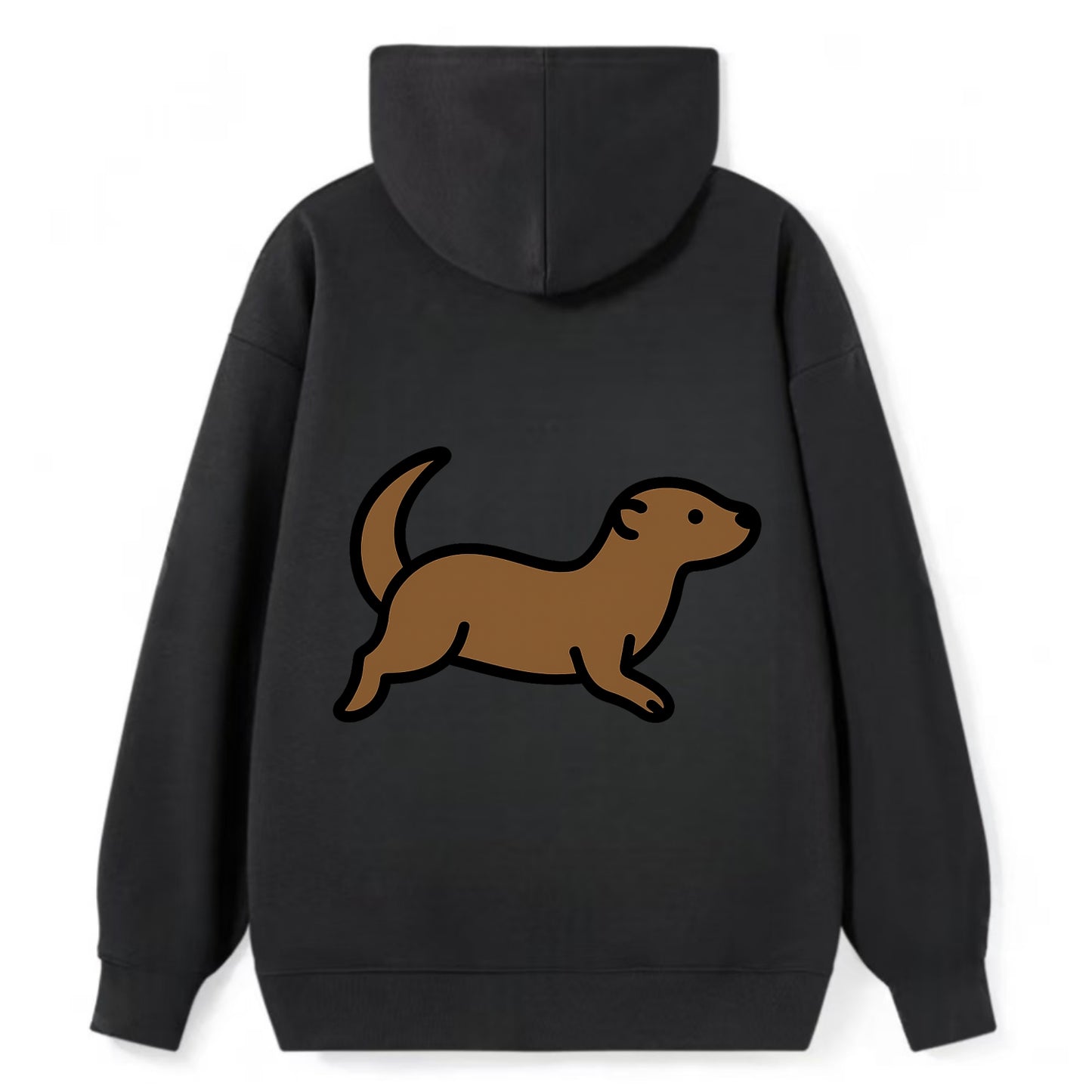 Otter - Brown sleek swimming pose flat side profile - Classic Pullover Hoodie - Black