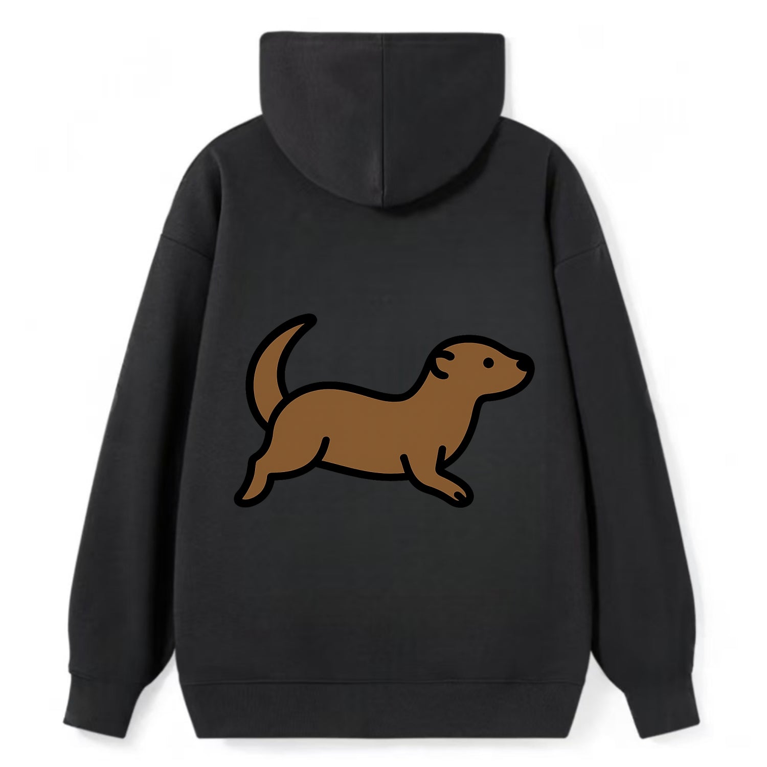 Otter - Brown sleek swimming pose flat side profile - Classic Pullover Hoodie - Black