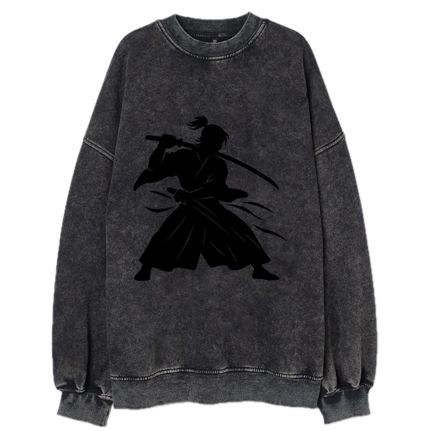 Japanese samurai sword draw - Vintage Sweatshirt - Black