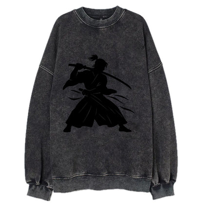 Japanese samurai sword draw - Vintage Sweatshirt - Black