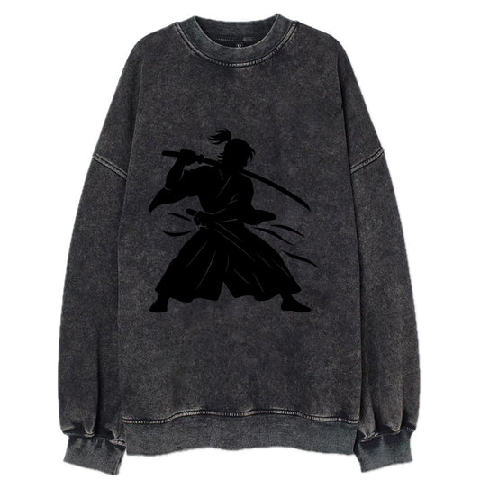 Japanese samurai sword draw - Vintage Sweatshirt - Black