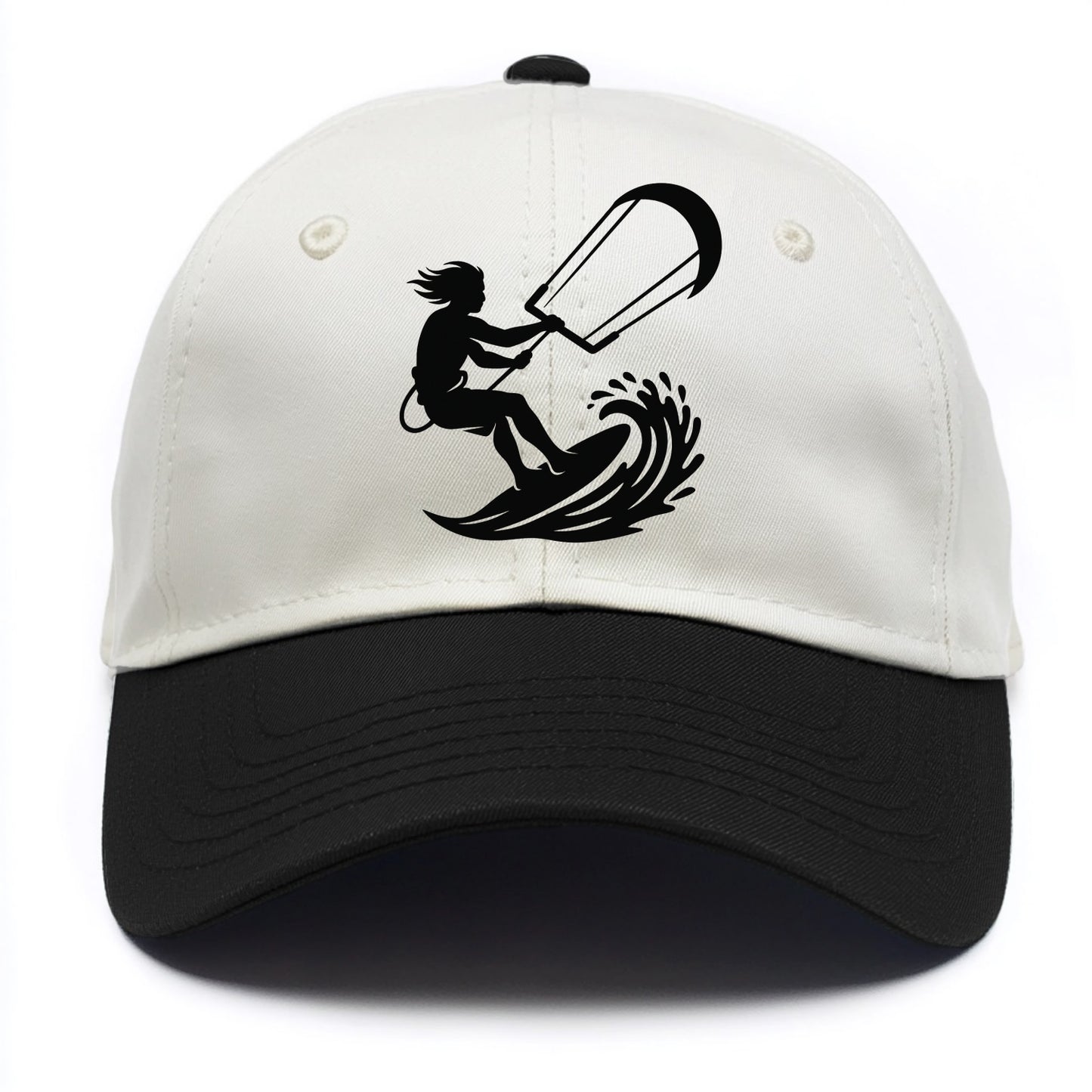 Kite surfer riding wave - Two Tone Cap - Black