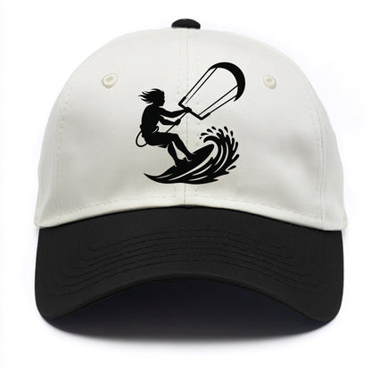Kite surfer riding wave - Two Tone Cap - Black