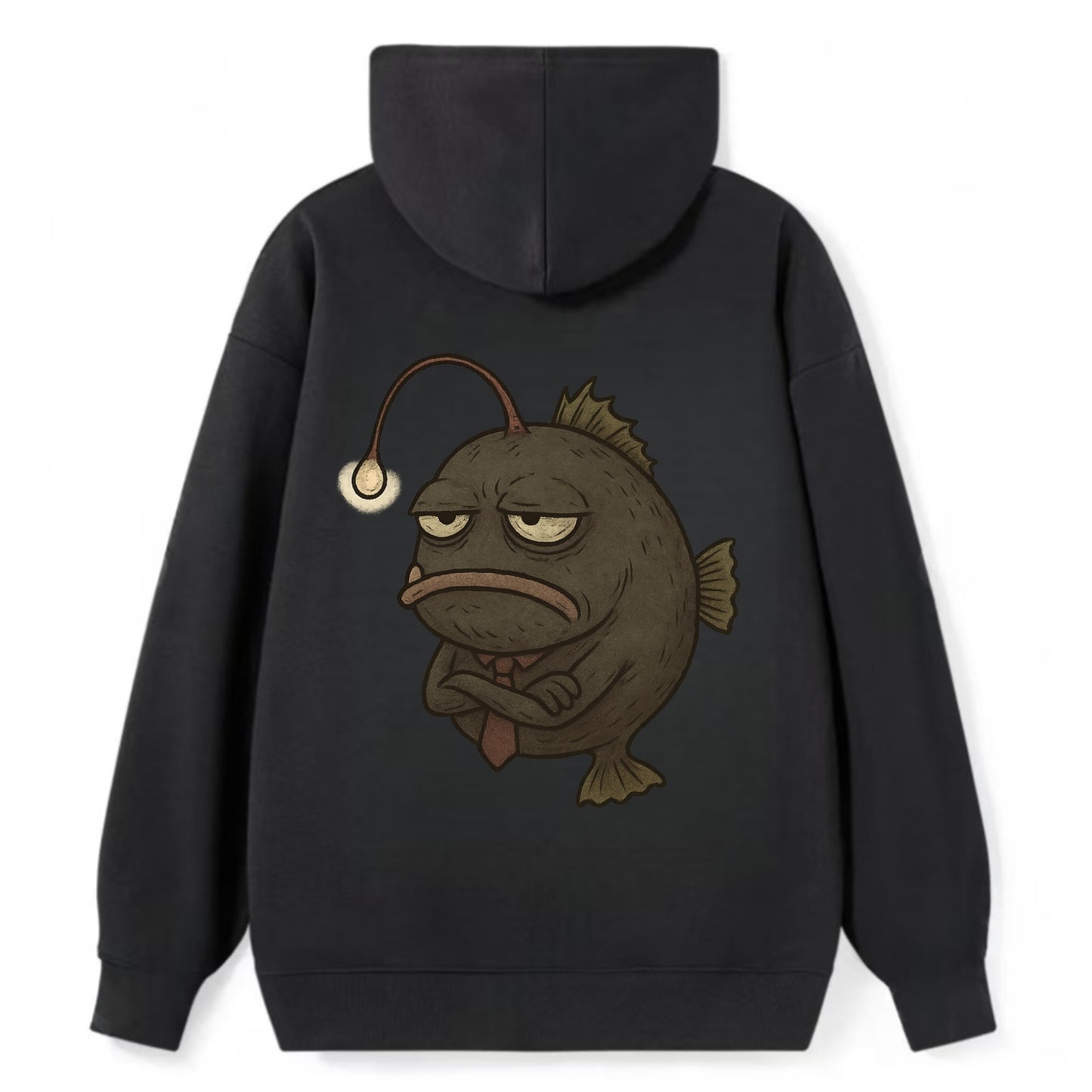 THE ANGLERFISH LURES DISAPPOINTMENT | Dark gray anglerfish with dim light - Classic Pullover Hoodie - Black