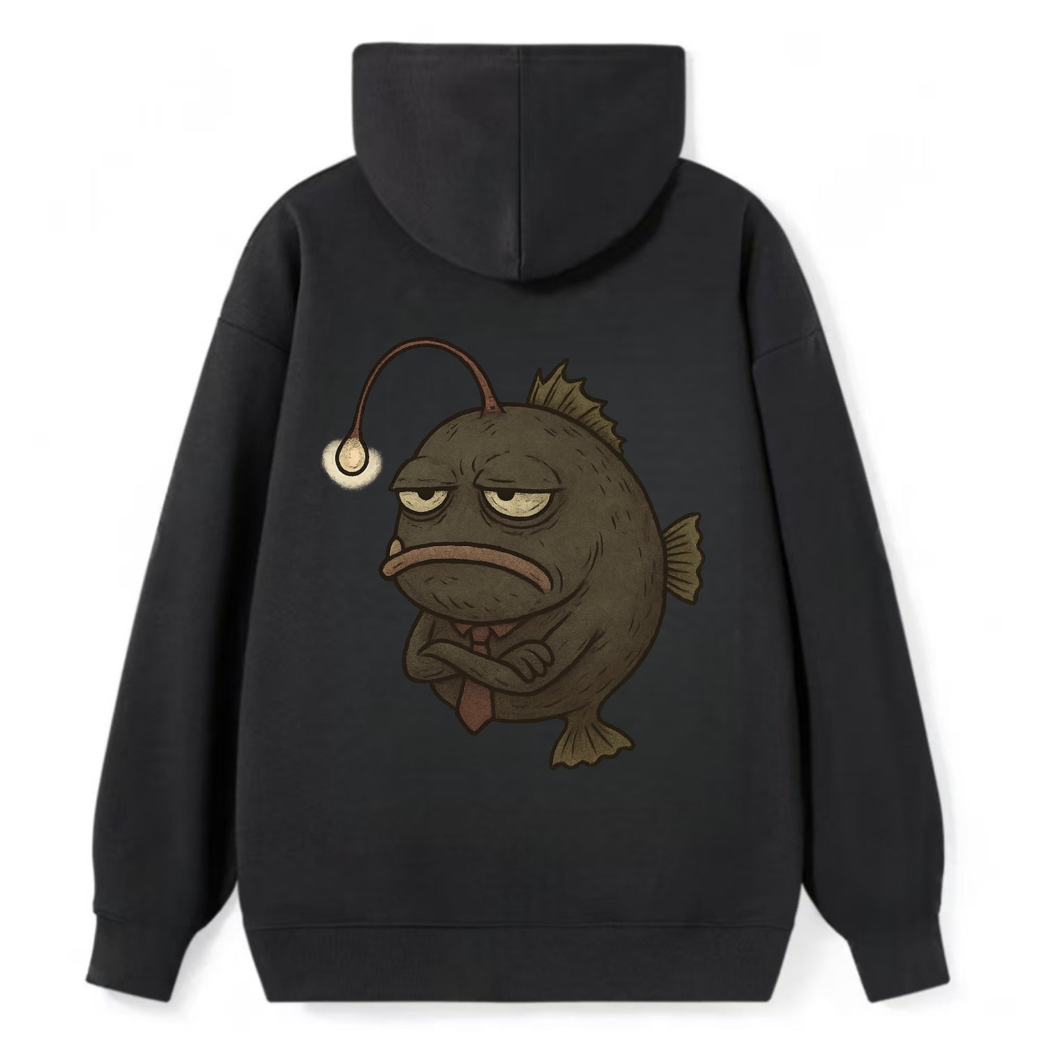 THE ANGLERFISH LURES DISAPPOINTMENT | Dark gray anglerfish with dim light - Classic Pullover Hoodie - Black