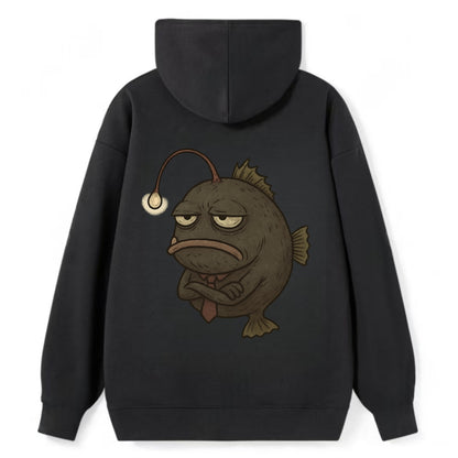 THE ANGLERFISH LURES DISAPPOINTMENT | Dark gray anglerfish with dim light - Classic Pullover Hoodie - Black