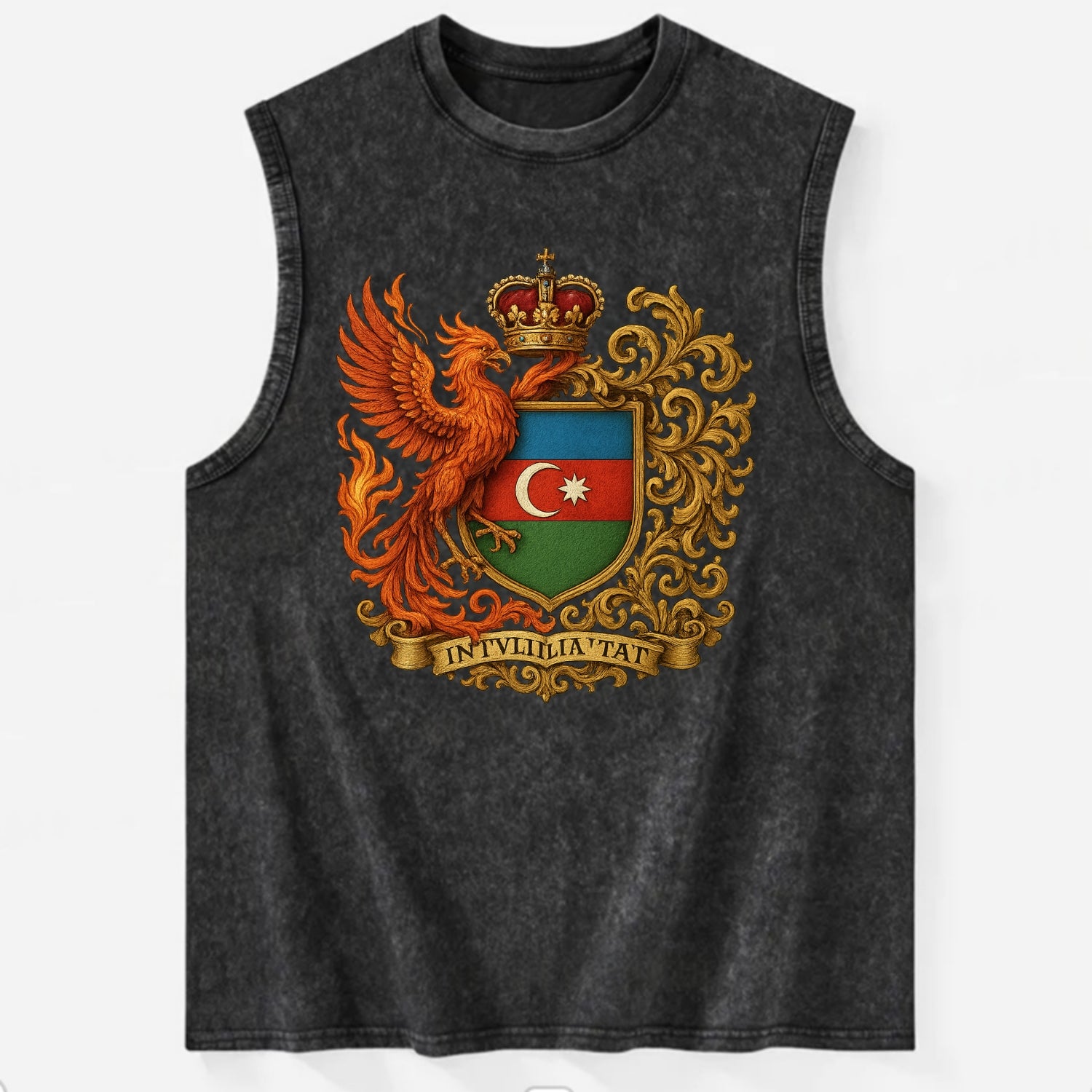 Azerbaijan Fire Phoenix Emblem - Vintage Washed Tank - Black