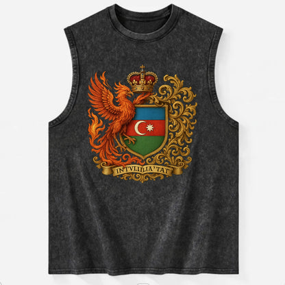 Azerbaijan Fire Phoenix Emblem - Vintage Washed Tank - Black