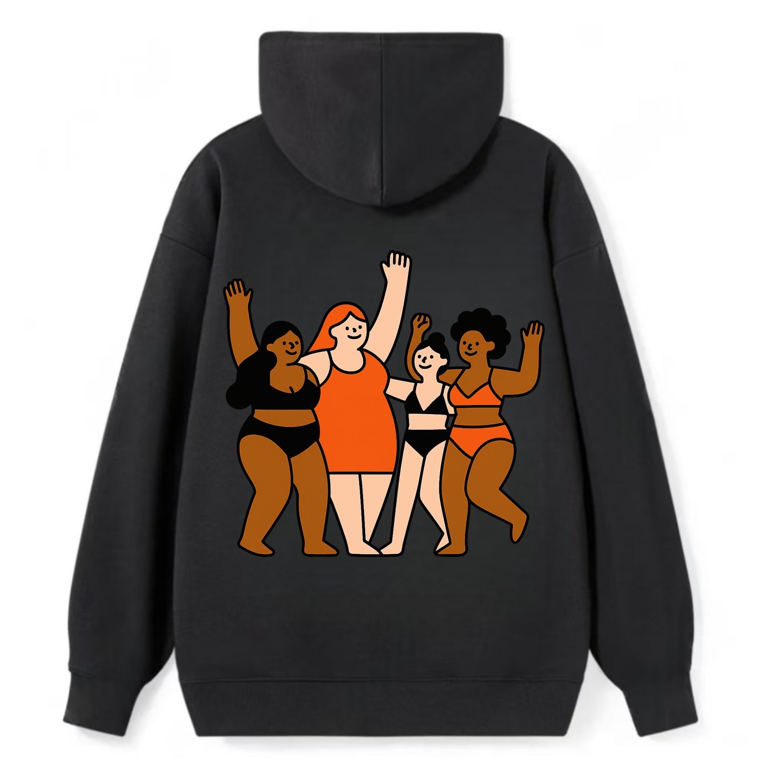 Diverse body types celebrating together - body positivity movement, all - Classic Pullover Hoodie - Black