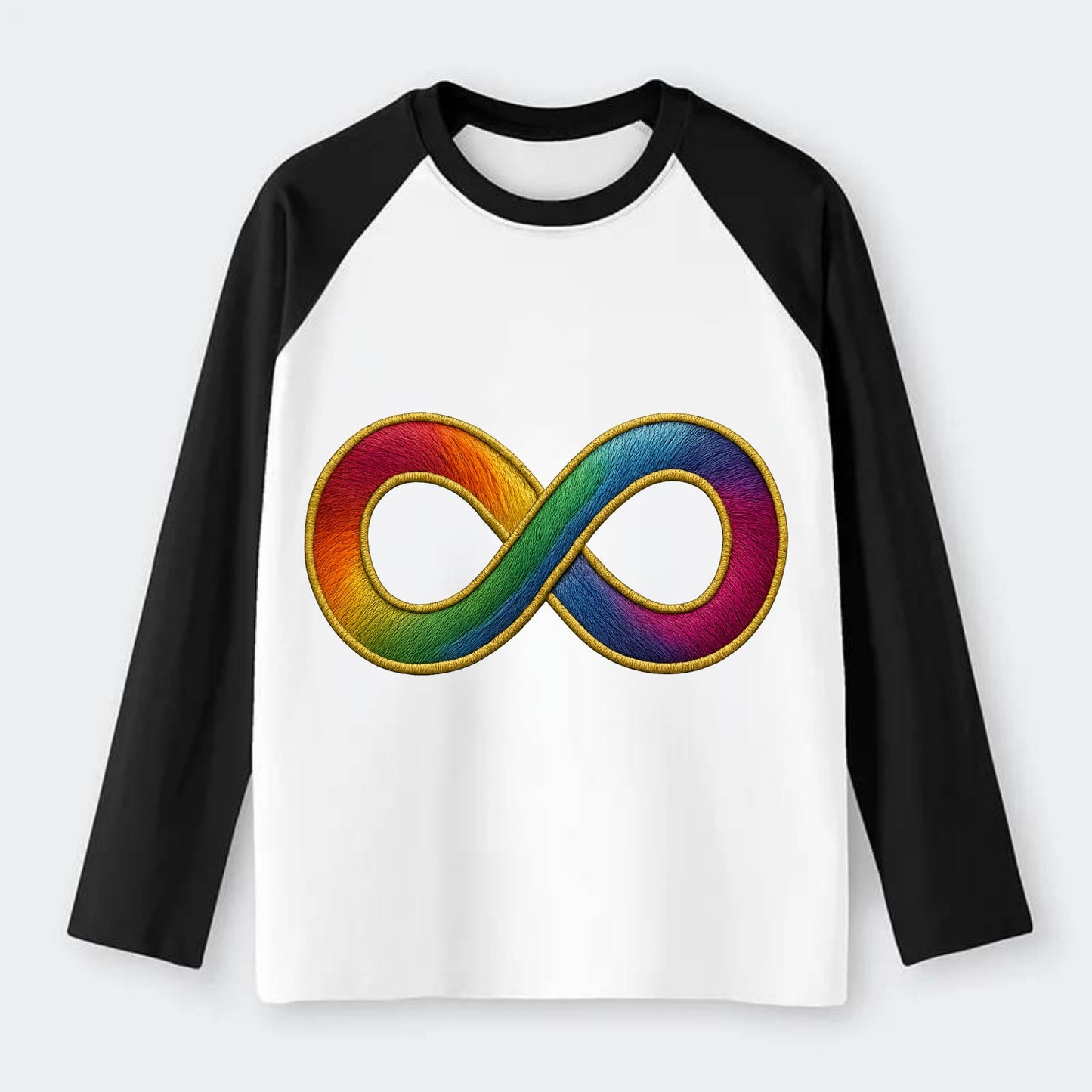 Infinity Symbol  - Raglan Long Sleeve T-Shirt - Black