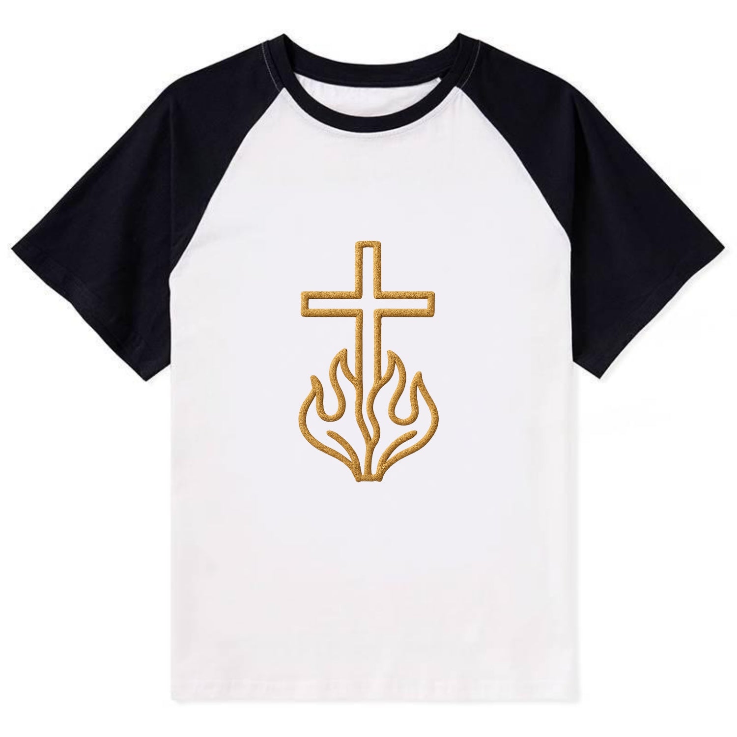 Burning Bush Cross  - Contrast Raglan T-shirt - Black