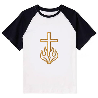 Burning Bush Cross  - Contrast Raglan T-shirt - Black