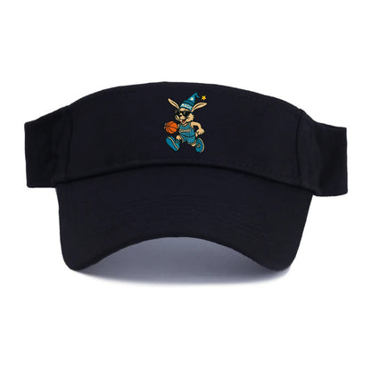 Orlando Rabbit wearing Magic blue and silver beanie with wizard hat and wayfarer sunglasses - Visor - Black