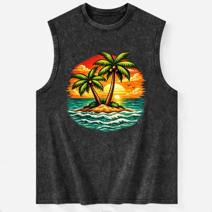 Tropical Island - Vintage Washed Tank - Black