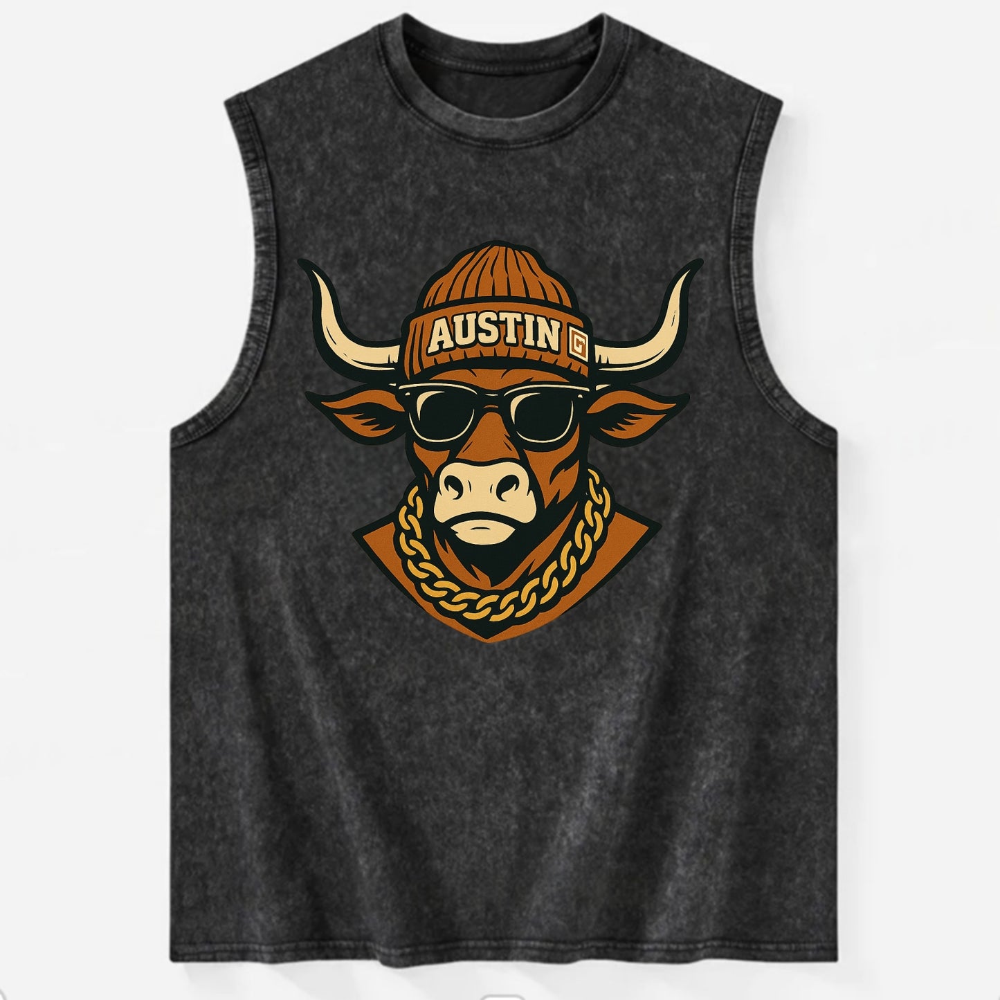 Austin Longhorn - Vintage Washed Tank - Black