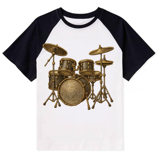 Drum Kit  - Contrast Raglan T-shirt - Black
