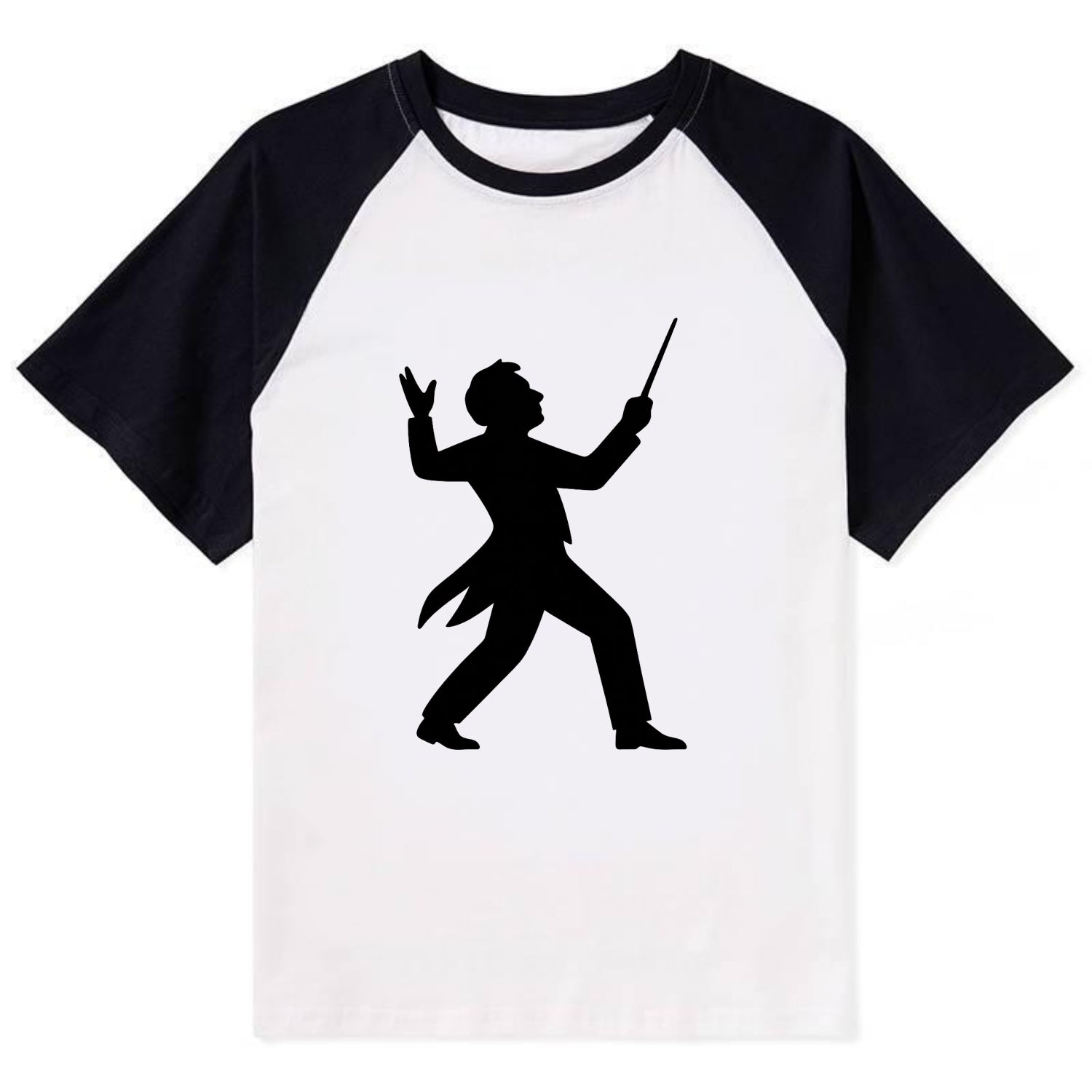 Conductor leading orchestra passionately - Contrast Raglan T-shirt - Black