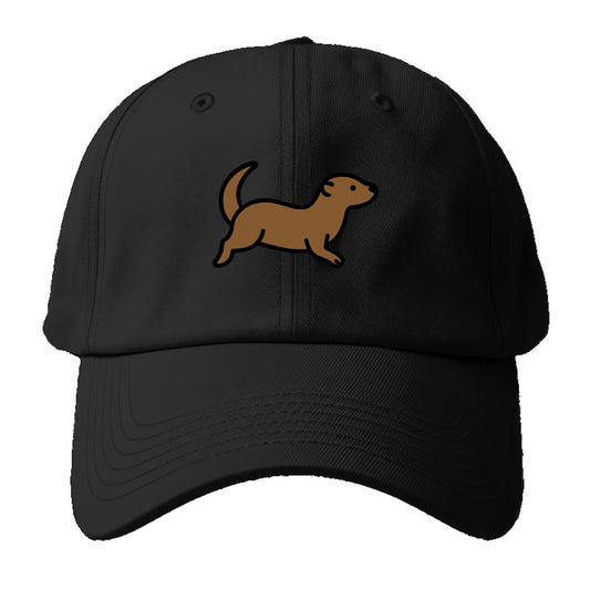 Otter - Brown sleek swimming pose flat side profile - Baseball Cap - Black