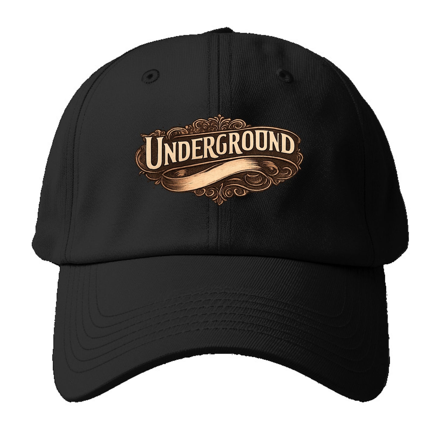 Bold typography design - "UNDERGROUND" - hidden scene, alternative - Baseball Cap - Black
