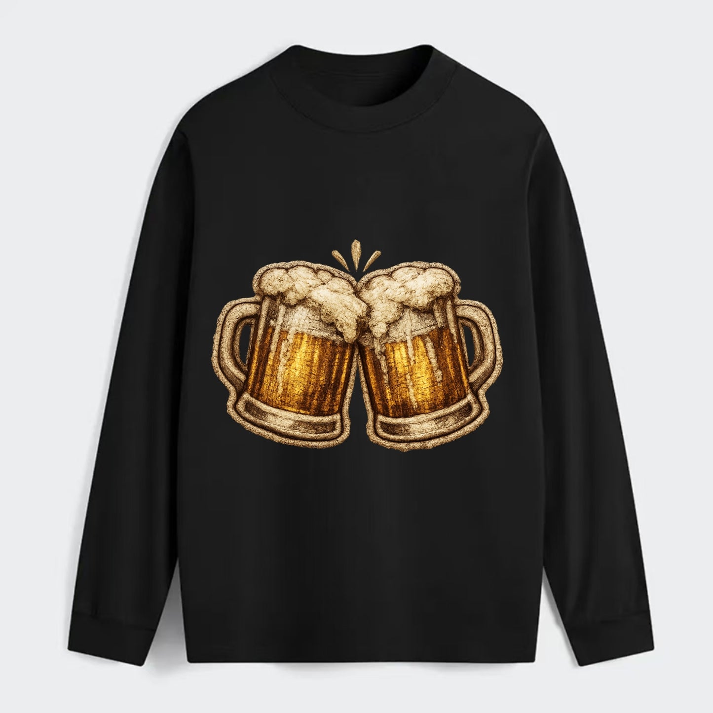 BEER MUG CHEERS - frosty beer stein in gold and amber , brewery - Classic Long Sleeve Shirt - Black