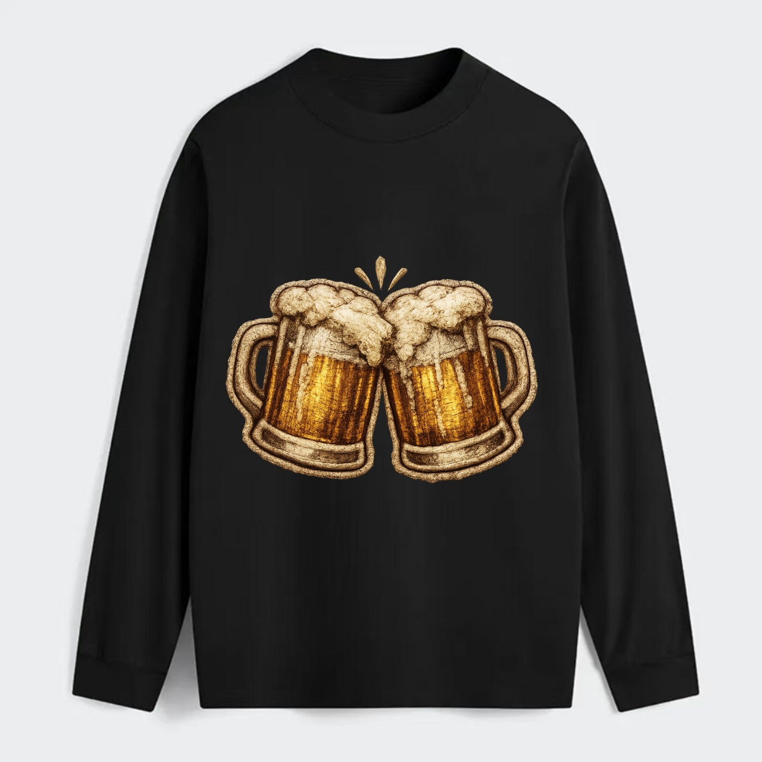 BEER MUG CHEERS - frosty beer stein in gold and amber , brewery - Classic Long Sleeve Shirt - Black