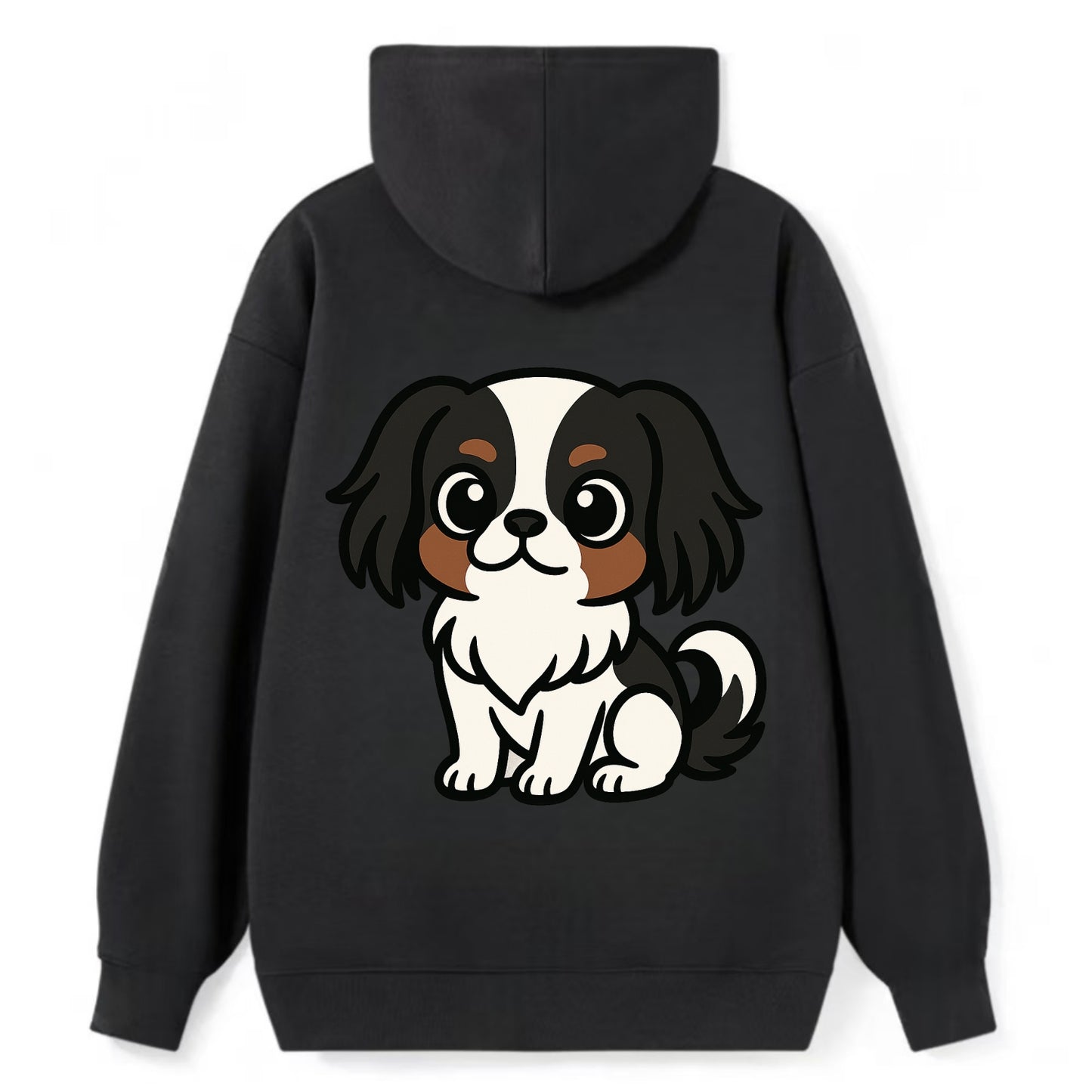 Japanese Chin - Black and white sitting pose - Classic Pullover Hoodie - Black