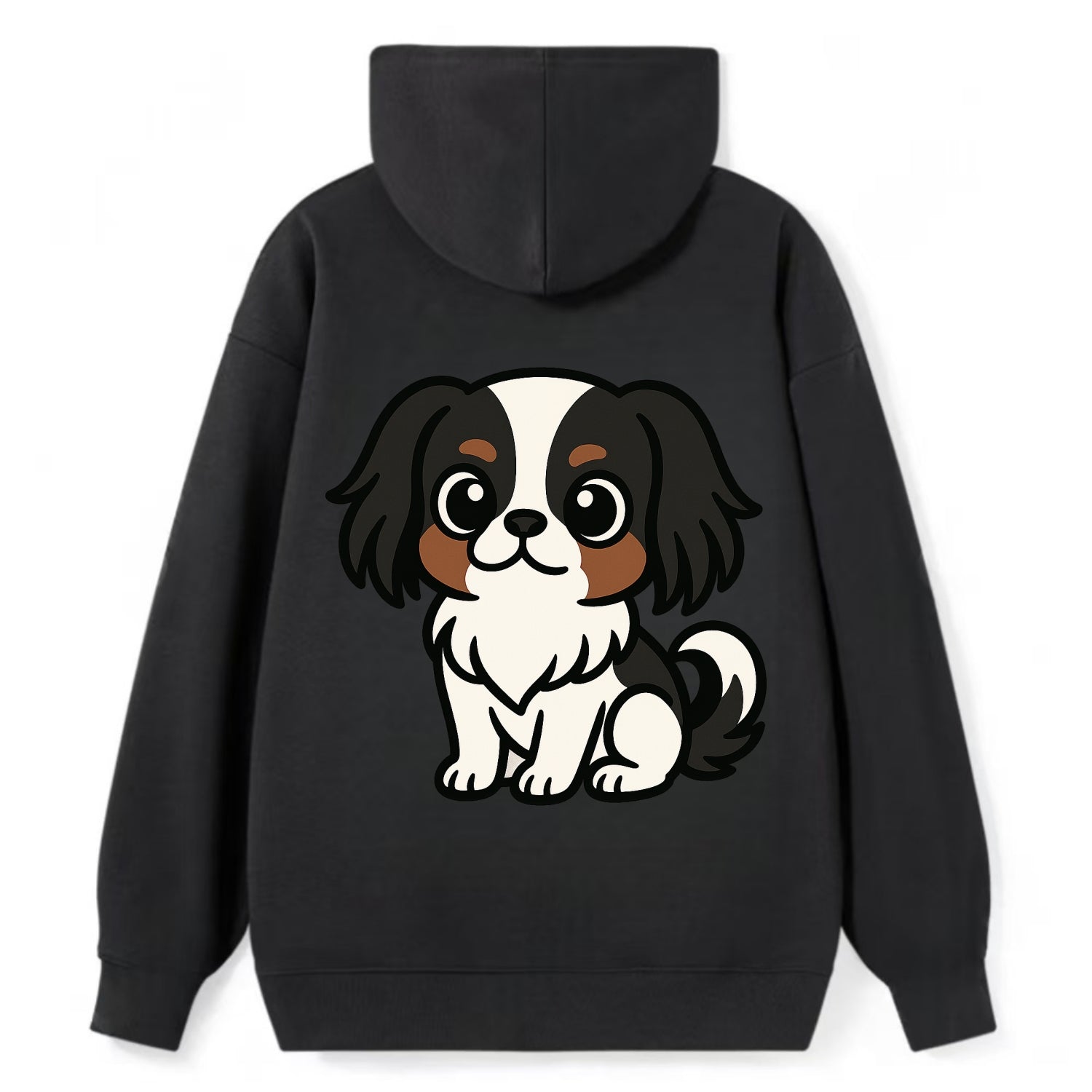 Japanese Chin - Black and white sitting pose - Classic Pullover Hoodie - Black