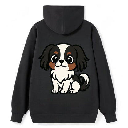 Japanese Chin - Black and white sitting pose - Classic Pullover Hoodie - Black