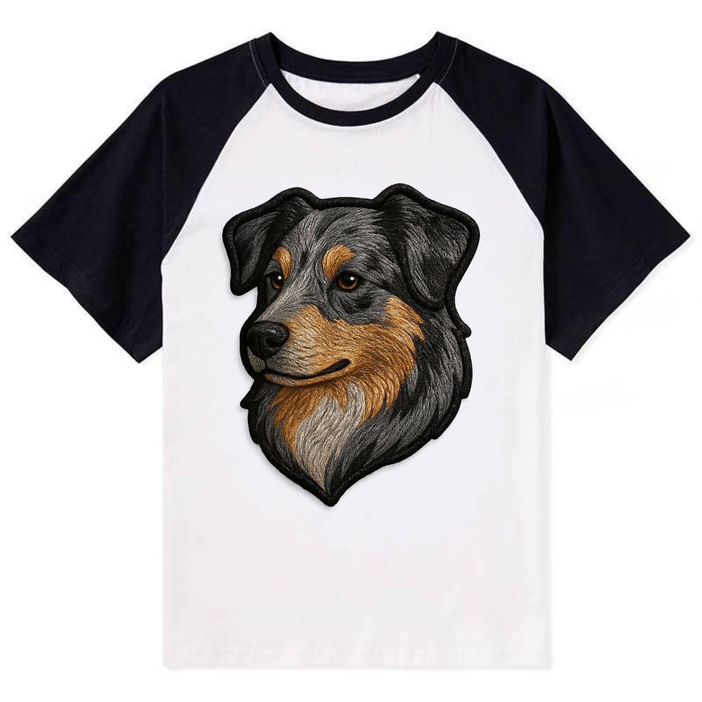 Australian Shepherd - Modern merle patte - Contrast Raglan T-shirt - Black