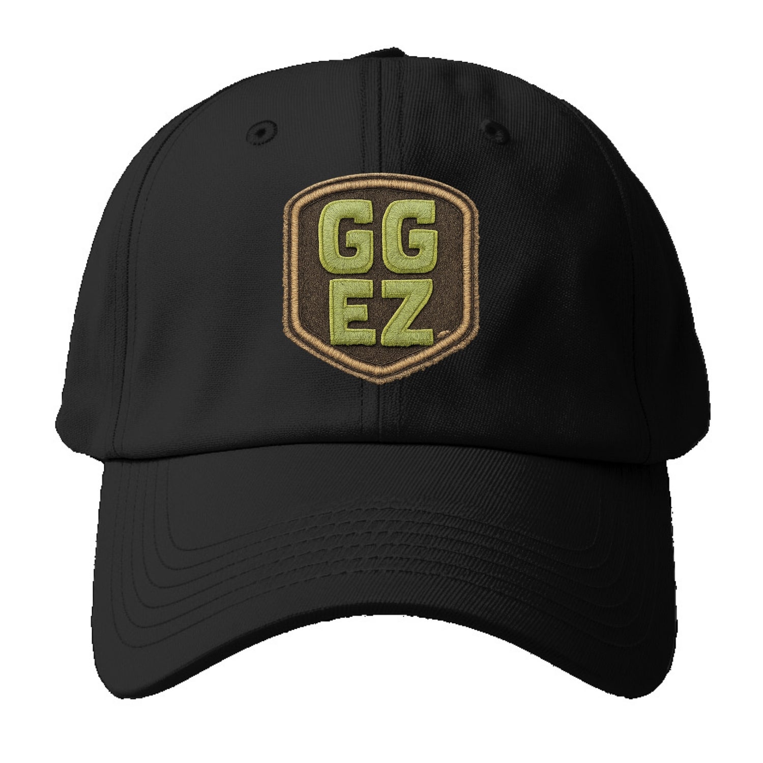 GG EZ - victory text in neon green , easy win - Baseball Cap - Black