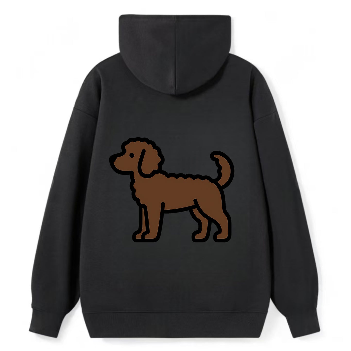 Labradoodle - Chocolate curly flat side profile - Classic Pullover Hoodie - Black