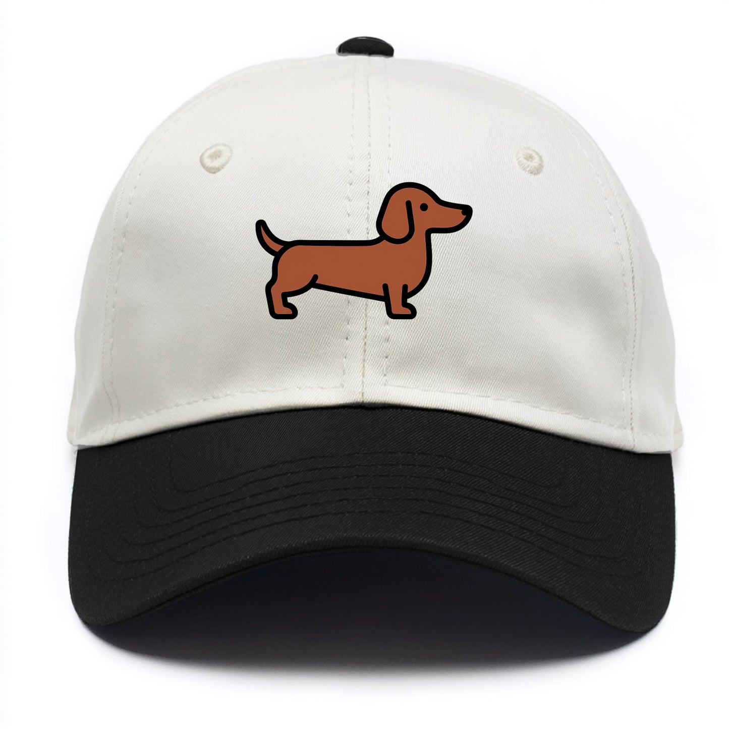 Dachshund - Red/brown smooth flat side profile - Two Tone Cap - Black