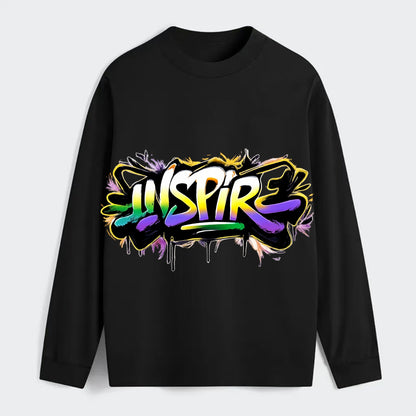 Bold typography design - "INSPIRE" - motivating others, being the spark - Classic Long Sleeve Shirt - Black