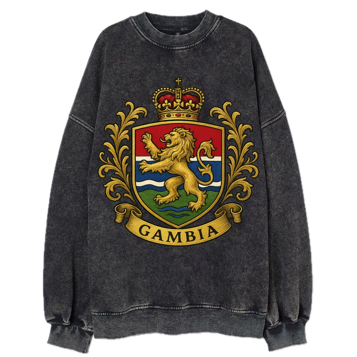Gambia Heritage Badge  - Vintage Sweatshirt - Black