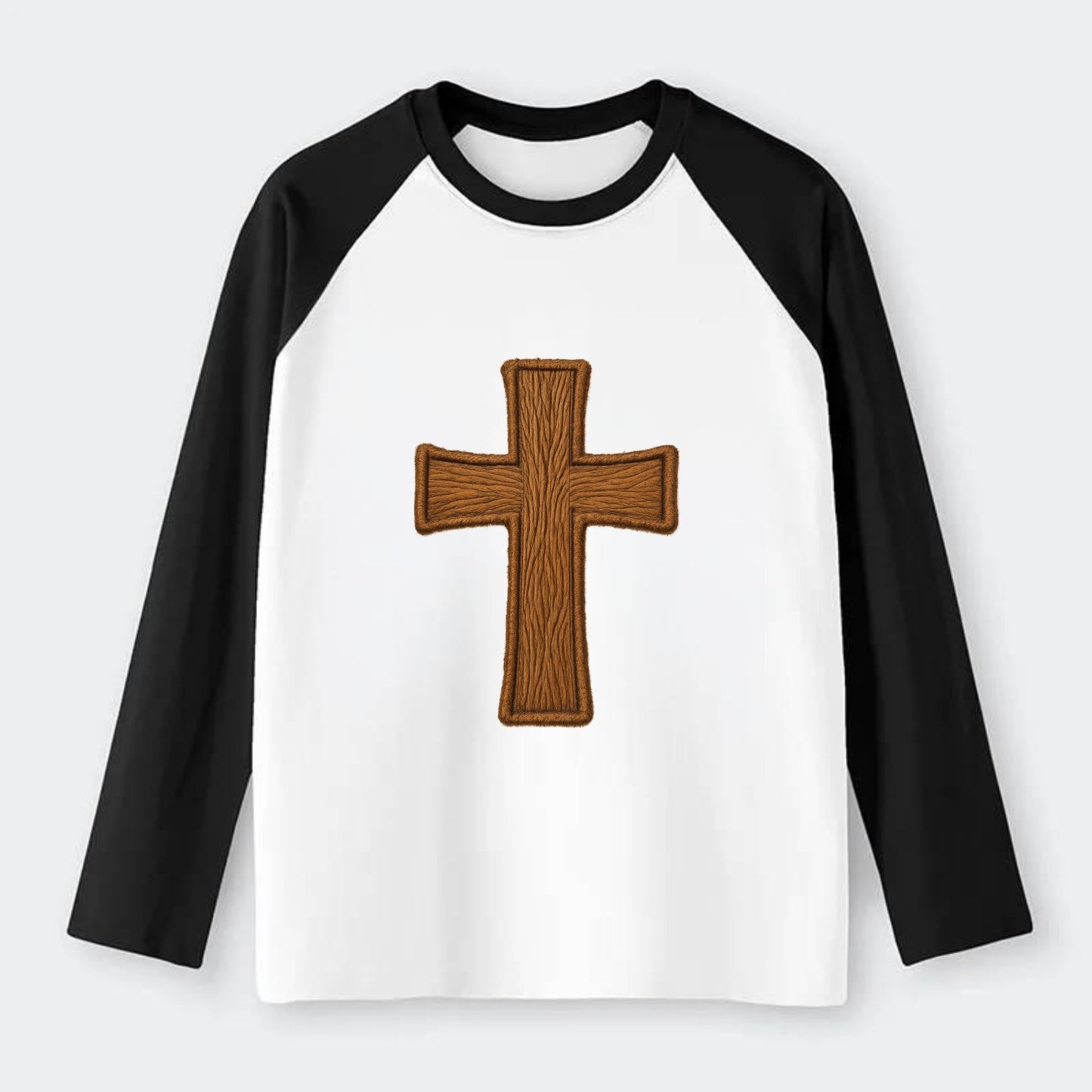Carved Cross  - Raglan Long Sleeve T-Shirt - Black