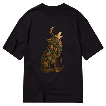Celestial Moon Wolf  - Classic T-shirt - Black