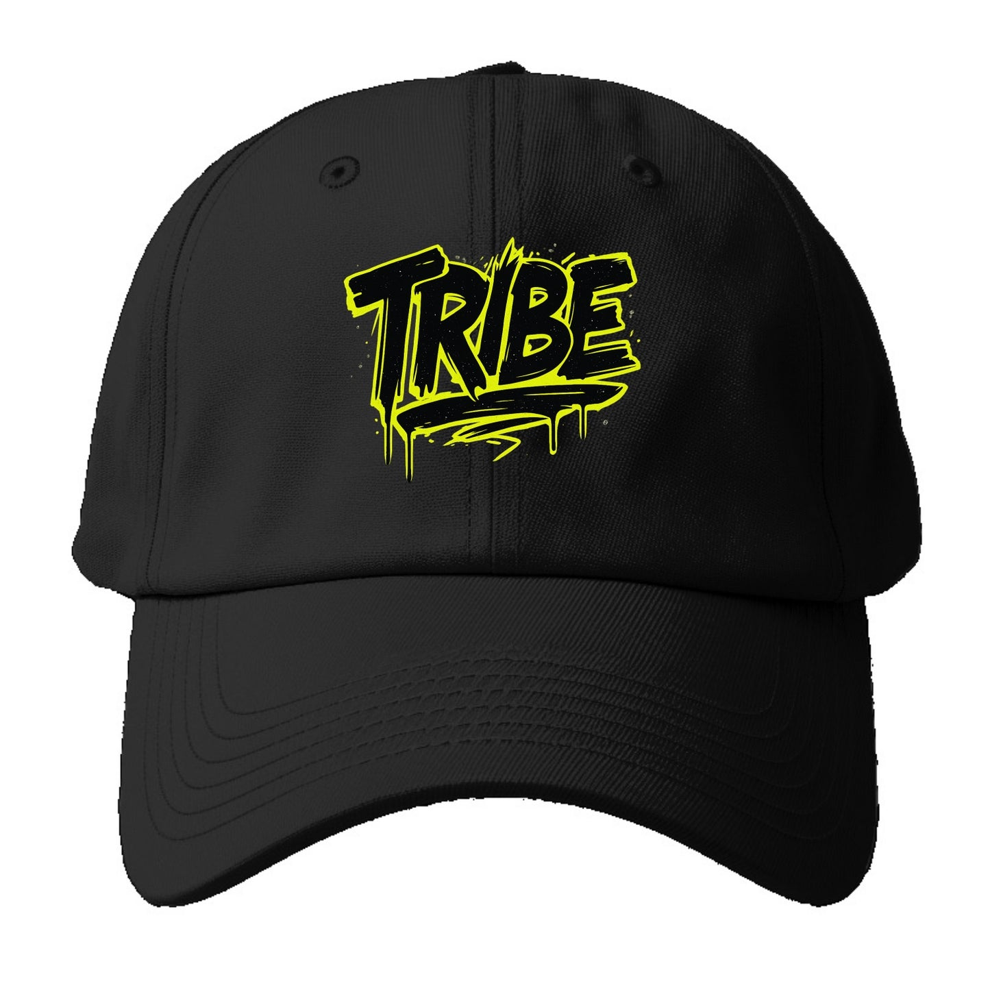 Bold typography design - "TRIBE" - your community, your group - Baseball Cap - Black